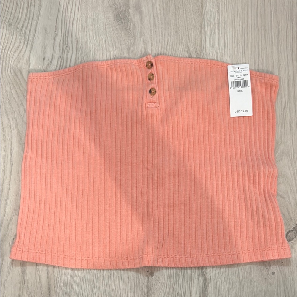 American Eagle Ribbed Knit Top in Peach